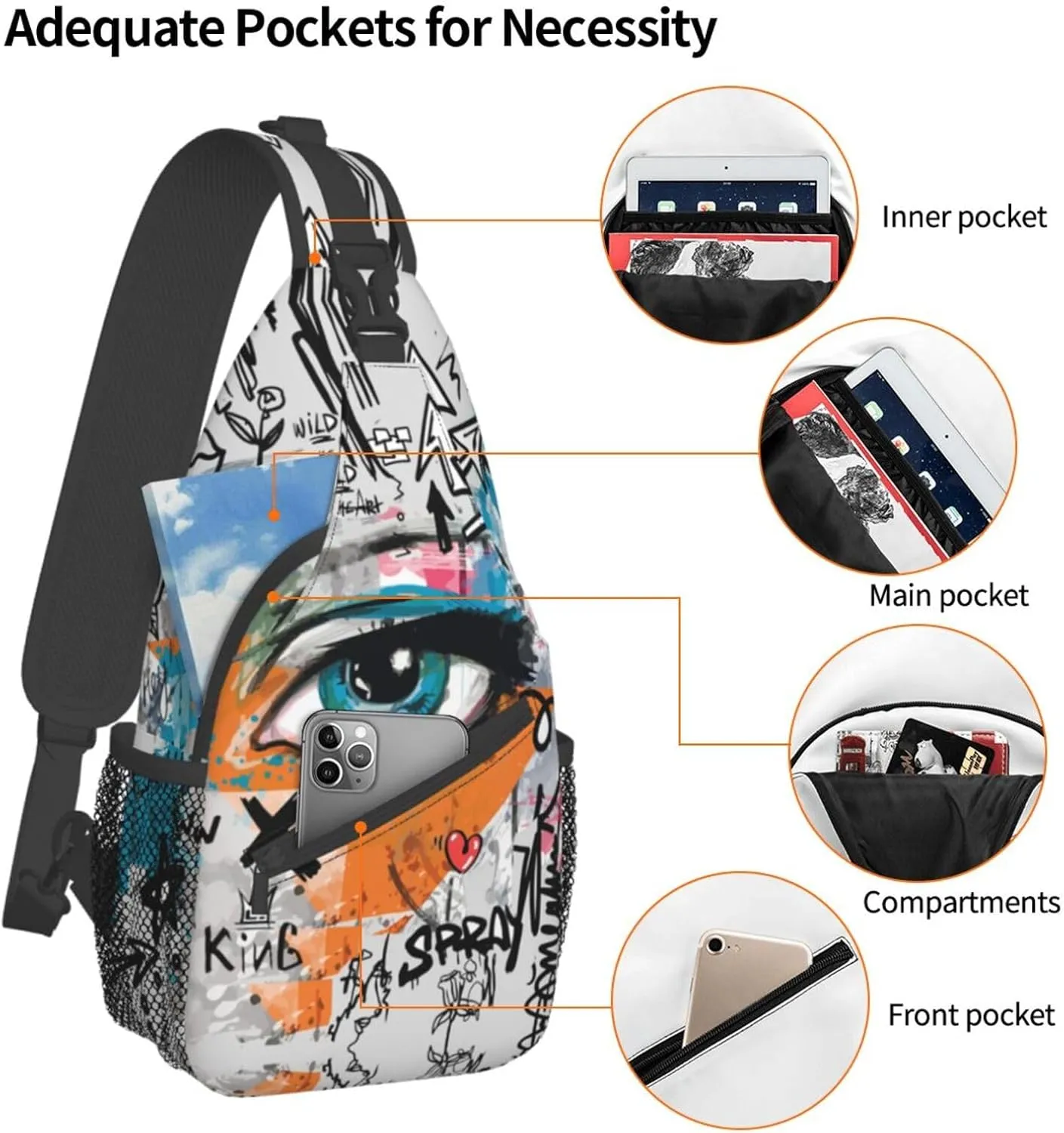 Unisex Chest Bags Crossbody Sling Backpack Travel Hiking Daypack Crossbody Bag For Men