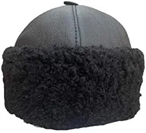 Unisex Sheepskin Beanie Hat -Russian Trapper Ushanka Aviator Winter hat