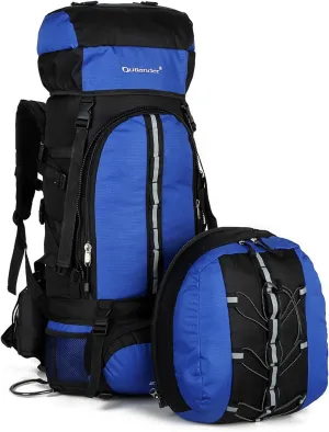 UNISTRENGH 80L Internal Frame Backpack Hiking Backpack Backpacking for Camping Mountaineering Fishing (80L Blue)