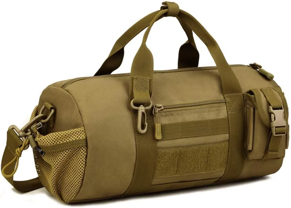 UNISTRENGH Military Tactical Molle Duffle Bag Travel Sports Outdoor Gym Pack Army Carry On Bag Lightweight Tote Handbag for Camping Hiking or Other Outdoor Activities (Coyote Brown)