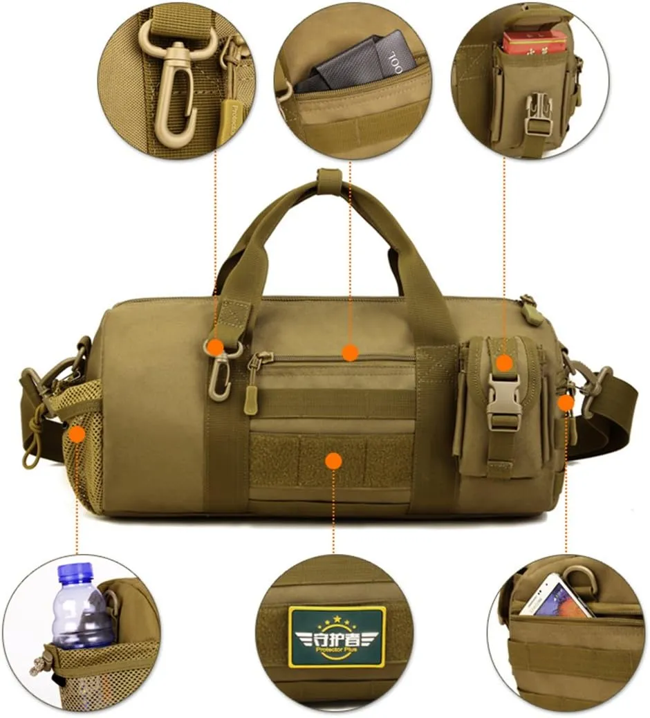 UNISTRENGH Military Tactical Molle Duffle Bag Travel Sports Outdoor Gym Pack Army Carry On Bag Lightweight Tote Handbag for Camping Hiking or Other Outdoor Activities (Coyote Brown)