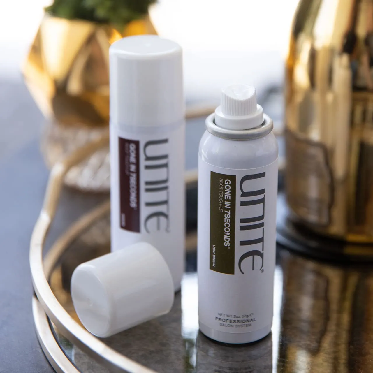 UNITE Hair – Gone In 7SECONDS – Light Brown – Root Touch Up Spray – Dries Fast, Covers Grays, 2oz