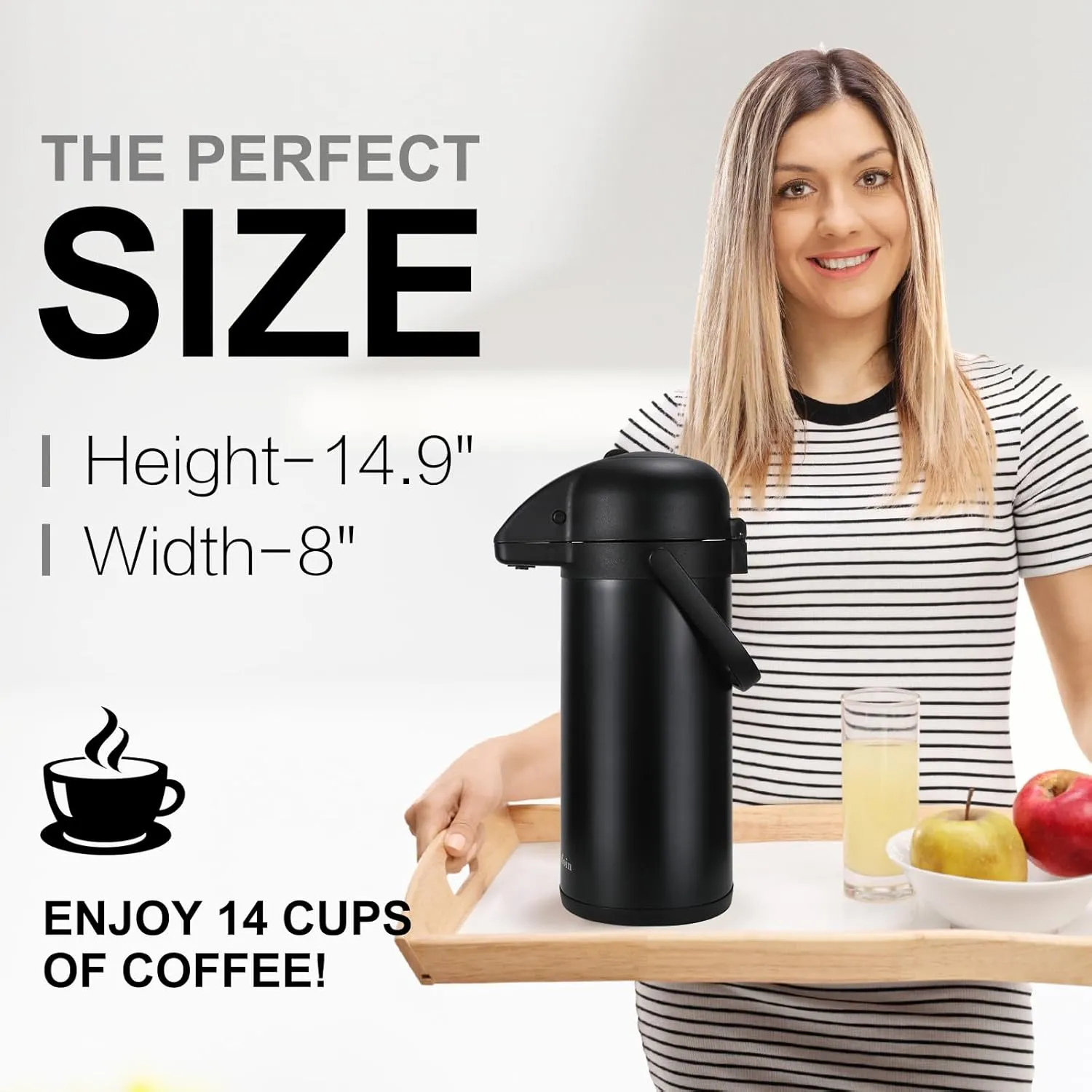 Updated Airpot Coffee Dispenser with Pump,102OZ Insulated Thermal Coffee Carafe for Keeping Hot - Cold Water, Party Chocolate Drinks & Stainless Steel Thermos Urn Large Thermal Hot Drink (Black)