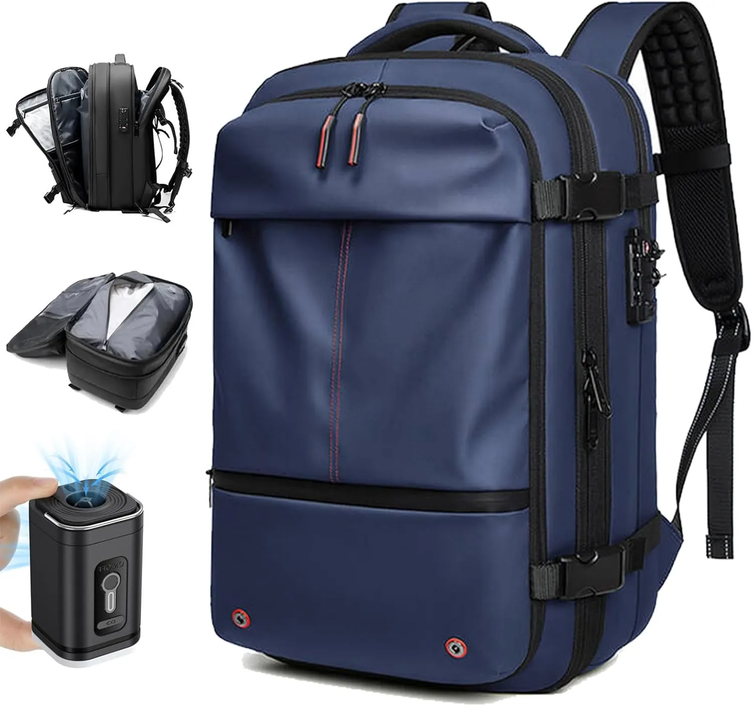 Vaccage Backpack, Vaccage Bag, Vaccage Back Pack, 60L Expandable Travel Smart Backpack with Vacuum Compression, with Pump (Blue(with Air Pump))