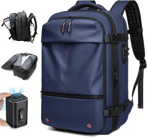 Vaccage Backpack, Vaccage Bag, Vaccage Back Pack, 60L Expandable Travel Smart Backpack with Vacuum Compression, with Pump (Blue(with Air Pump))