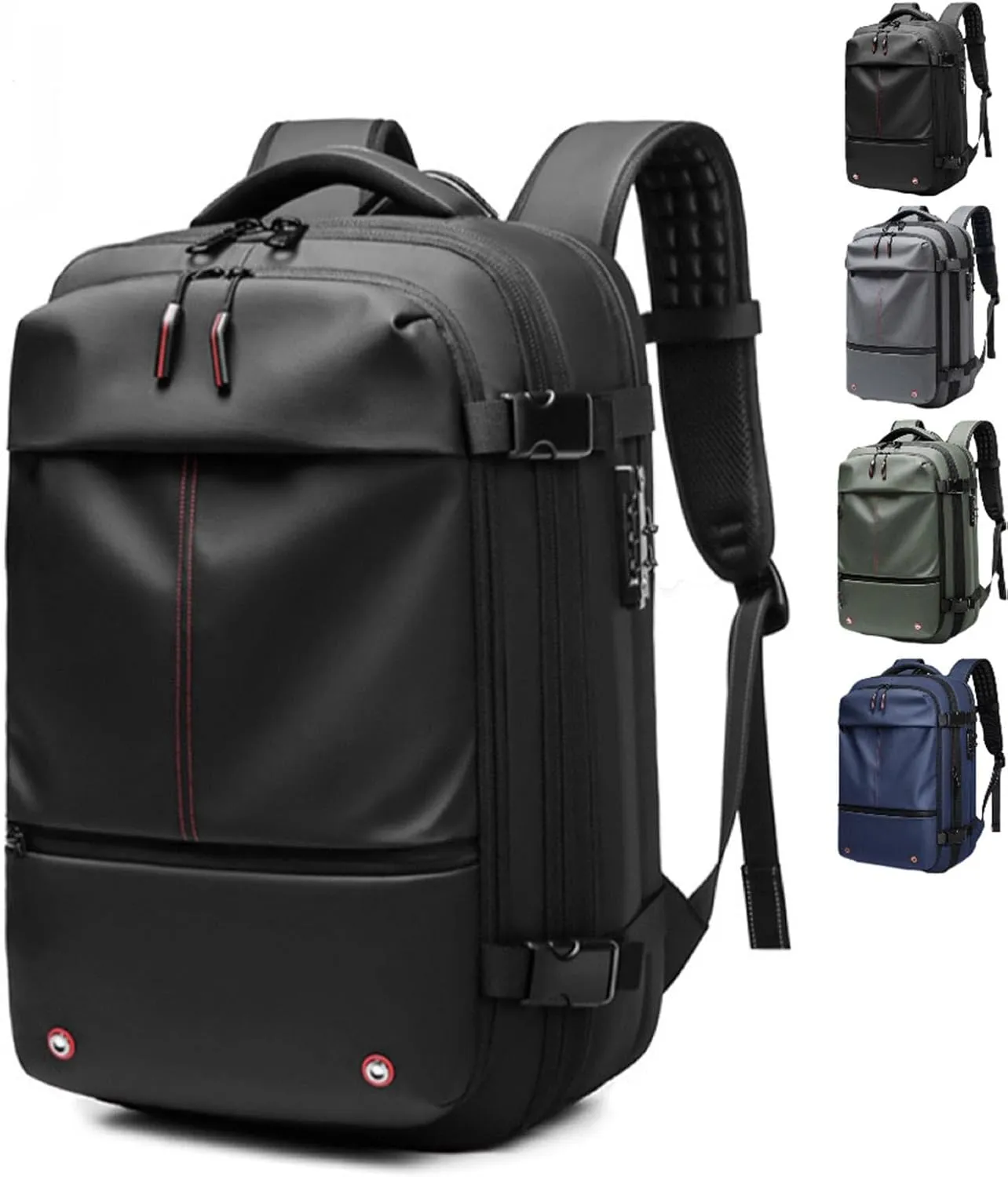 Vacpack Backpack with Vacuum, 60l Expandable Travel with Pump, Vacuum Seal Compression Travel Backpack (Black-One-way exhaust valve)
