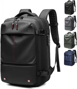 Vacpack Backpack with Vacuum, 60l Expandable Travel with Pump, Vacuum Seal Compression Travel Backpack (Black-One-way exhaust valve)
