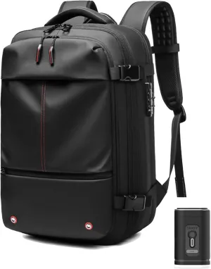 Vacpack Vacuum Backpack with Pump,60L Waterproof TSA Lock Travel Backpack, Expandable Airbag,with Vacuum Seal Compression (Black)