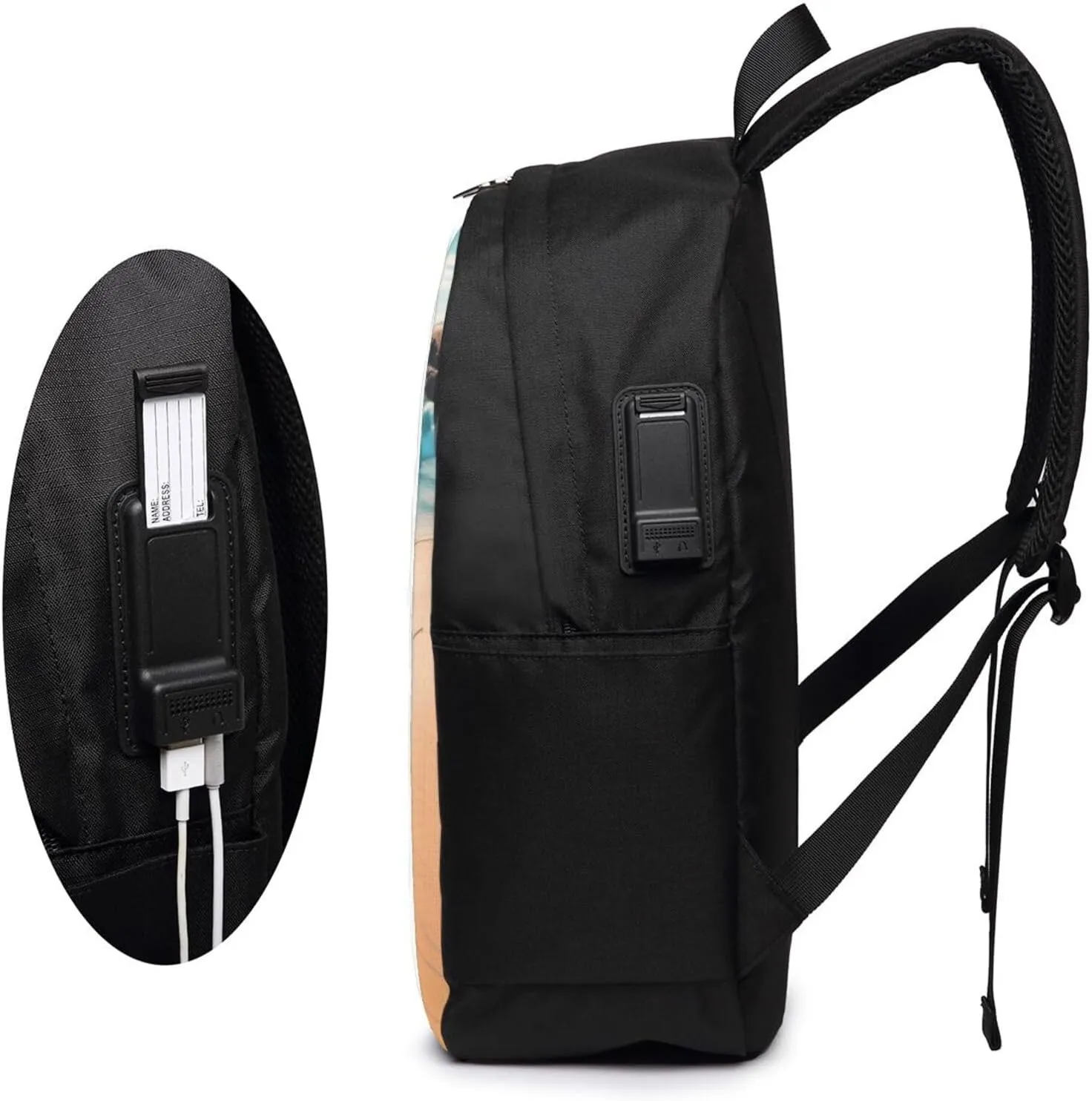 vacsAX Durable Ergonomic Backpack With - Large Capacity With USB Ports - Perfect For Women Men Beach scenery