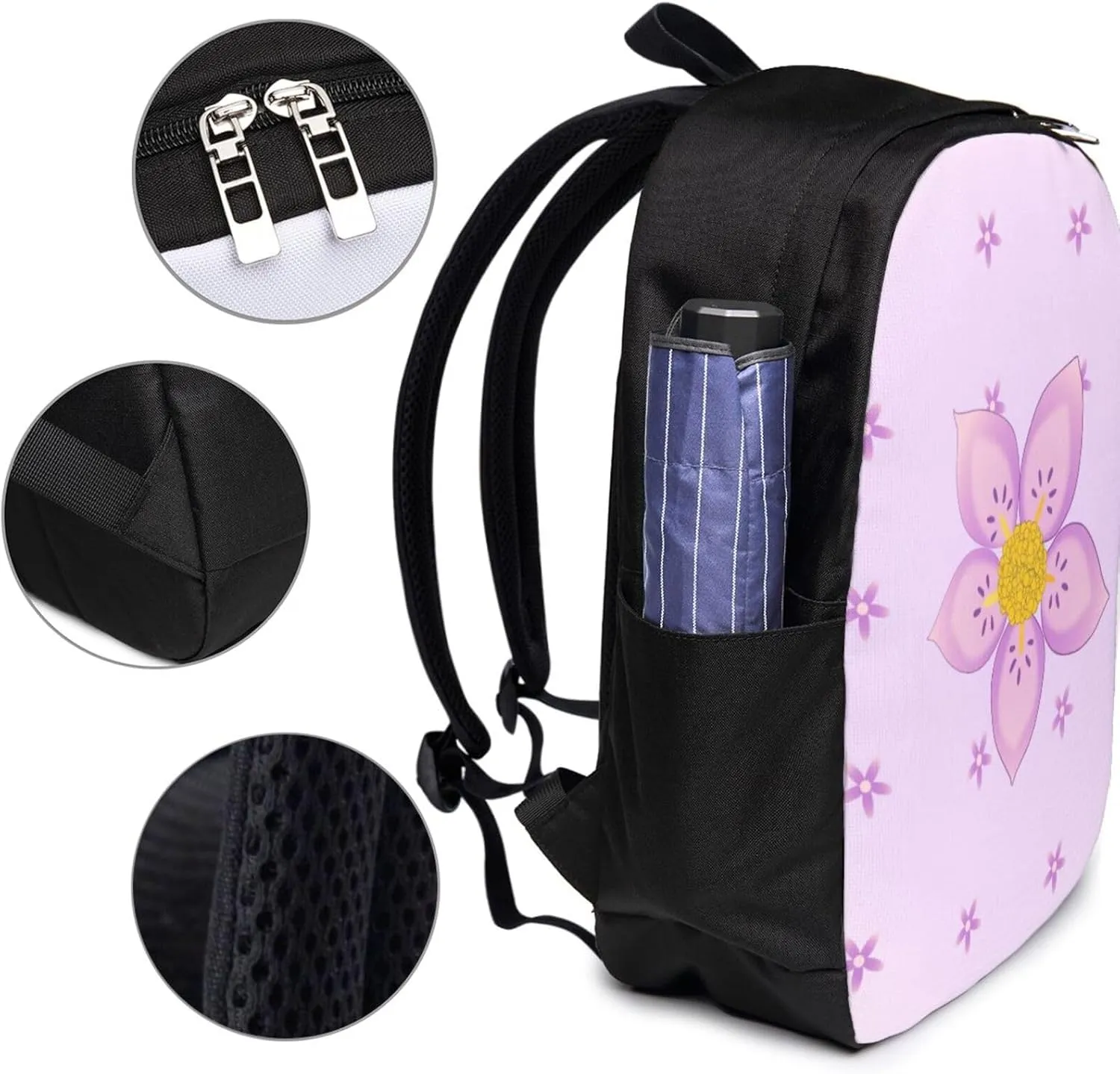 vacsAX Durable Ergonomic Backpack With - Large Capacity With USB Ports - Perfect For Women Men Five-petaled purple flowers
