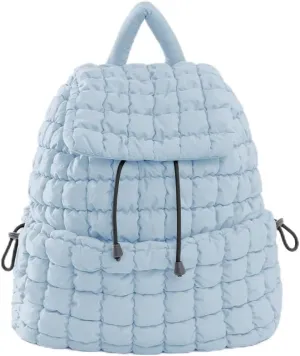 VAKAER Puffer Backpack for Women Lightweight Quilted Hiker Pack Drawstring Padding Backpacks for Travel Gym (Light Blue)