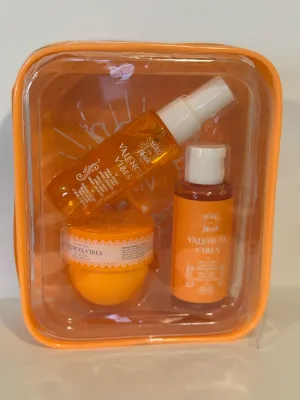 Valencia Vibes Skincare Gift Set, 3-Piece Beauty Collection with Body Butter and Spray, Orange