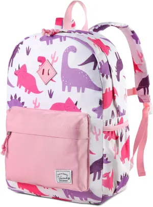 VASCHY Kids Backpack for Girls, Cute Dinosaur Lightweight Backpack for Toddlers Daycare Preschool Little Girls Pink