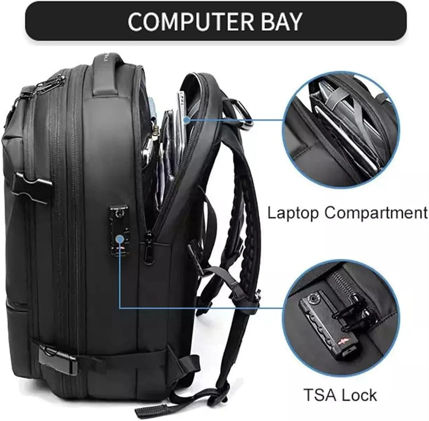 Veloutte Travel Backpack, 60l Vacpack Backpack with Vacuum, Multifunctional Waterproof Expandable Anti-Theft Pack (Dark Grey-2.0 With Air Pump)