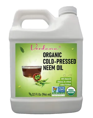Verdana Pure Neem Oil for Plants – 1 Quart (32 Fl Oz) – Organic, Cold Pressed, Unrefined, Non-GMO – 100% Natural Spray for Plant Leaf Shine, DIY Beauty, Soap Making – No Additives