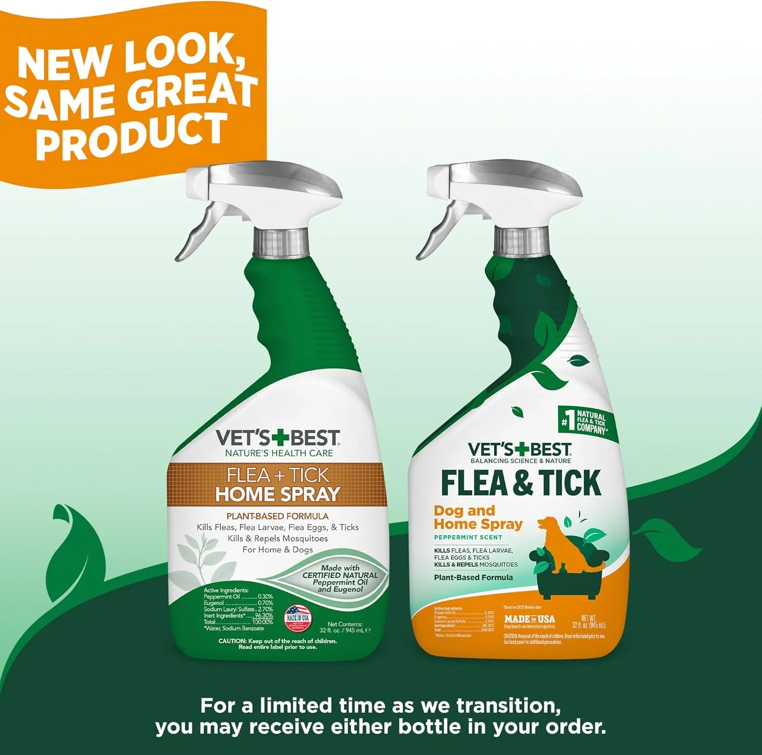 Vet’s Best Flea and Tick Home Spray – Plant-Based Flea and Tick Treatment for Dogs and Indoor Use – Natural Spray with Essential Oils for Pest Control in Home – 32 oz Bottles, 2 Pack