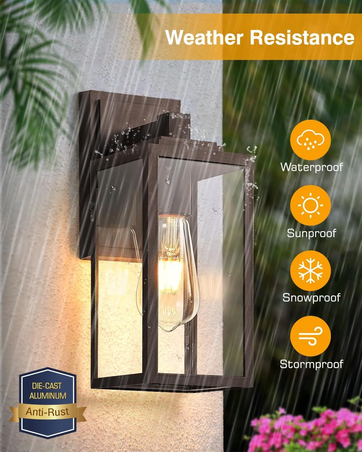 VIANIS 2 Pack Outdoor Light Fixture, Brown Porch Lights Outside, Oil Rubbed Bronze Coach Lantern, Waterproof Outdoor Sconce Lights Wall Mount, ORB Outside Sconce for Porch, Patio, Doorway, Anti-Rust