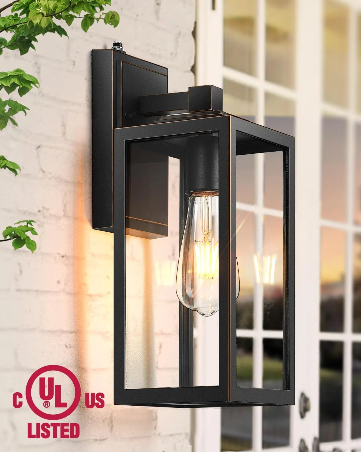 VIANIS Dusk to Dawn Outdoor Wall Light, Large Exterior Garage Light Fixtures Wall Mount, Modern Front Porch Lanterns Wall Sconce Lighting, Anti-Rust Waterproof Outside House Lights for Coach Home
