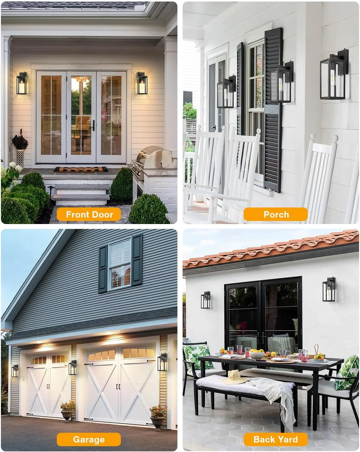 VIANIS Dusk to Dawn Outdoor Wall Light, Large Exterior Garage Light Fixtures Wall Mount, Modern Front Porch Lanterns Wall Sconce Lighting, Anti-Rust Waterproof Outside House Lights for Coach Home