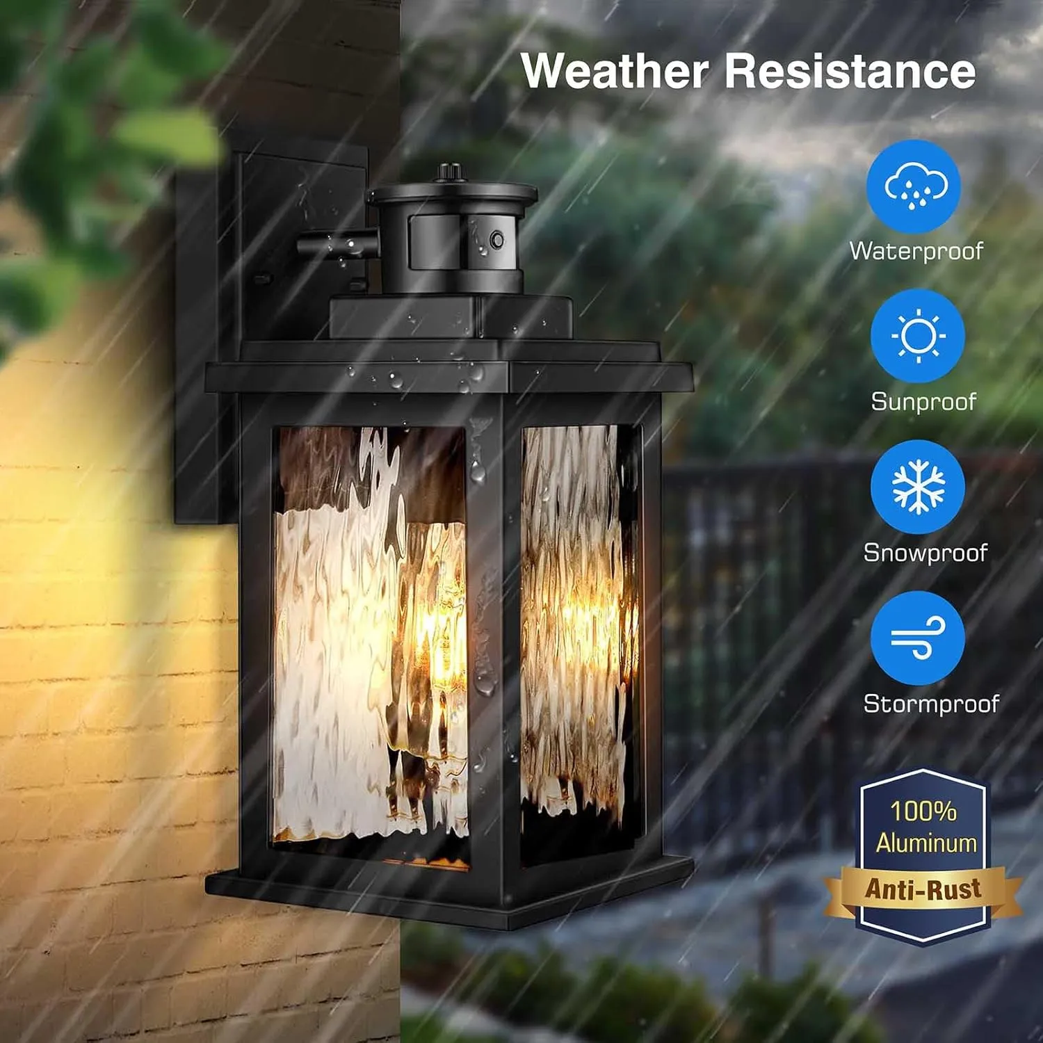 VIANIS Motion Sensor Exterior Lights for House, 2 Pack Dusk to Dawn Porch Lights Sconce Outdoor, Moden Black Outdoor Sconce Lights Lantern with Tempered Glass for Garage, Patio, Waterproof