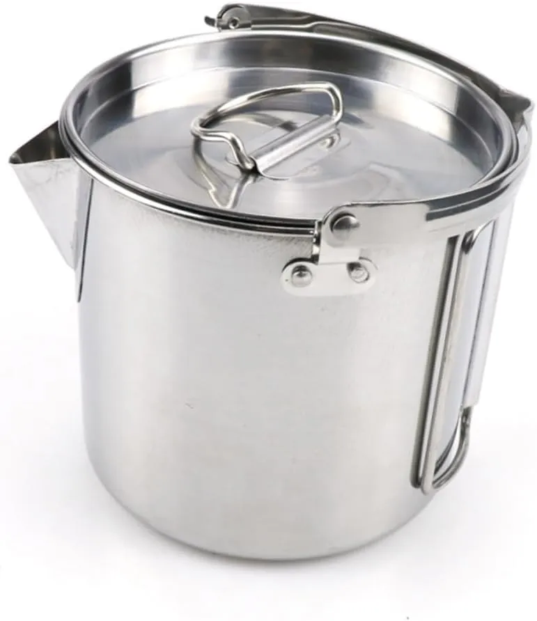 VICASKY Collapsible Stainless Steel Kettle for Outdoor Camping Hangable Boil Water Pot for Tea Lovers for Picnics and Hiking Adventures