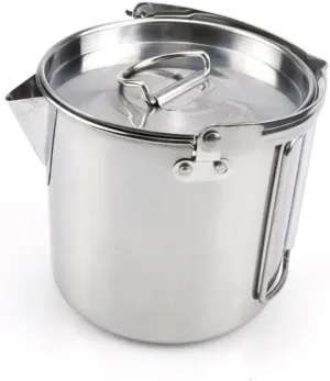 VICASKY Collapsible Stainless Steel Kettle for Outdoor Camping Hangable Boil Water Pot for Tea Lovers for Picnics and Hiking Adventures