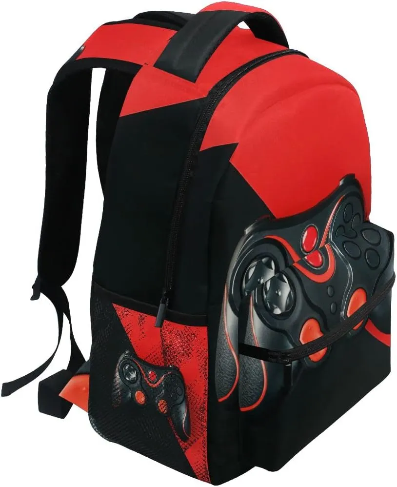 Video Game Black Red Backpack School Book Bag Lightweight Laptop Backpack for Boys Girls Kids