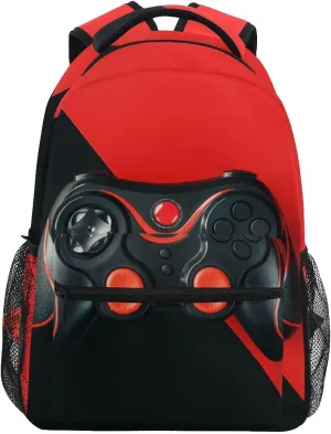 Video Game Black Red Backpack School Book Bag Lightweight Laptop Backpack for Boys Girls Kids