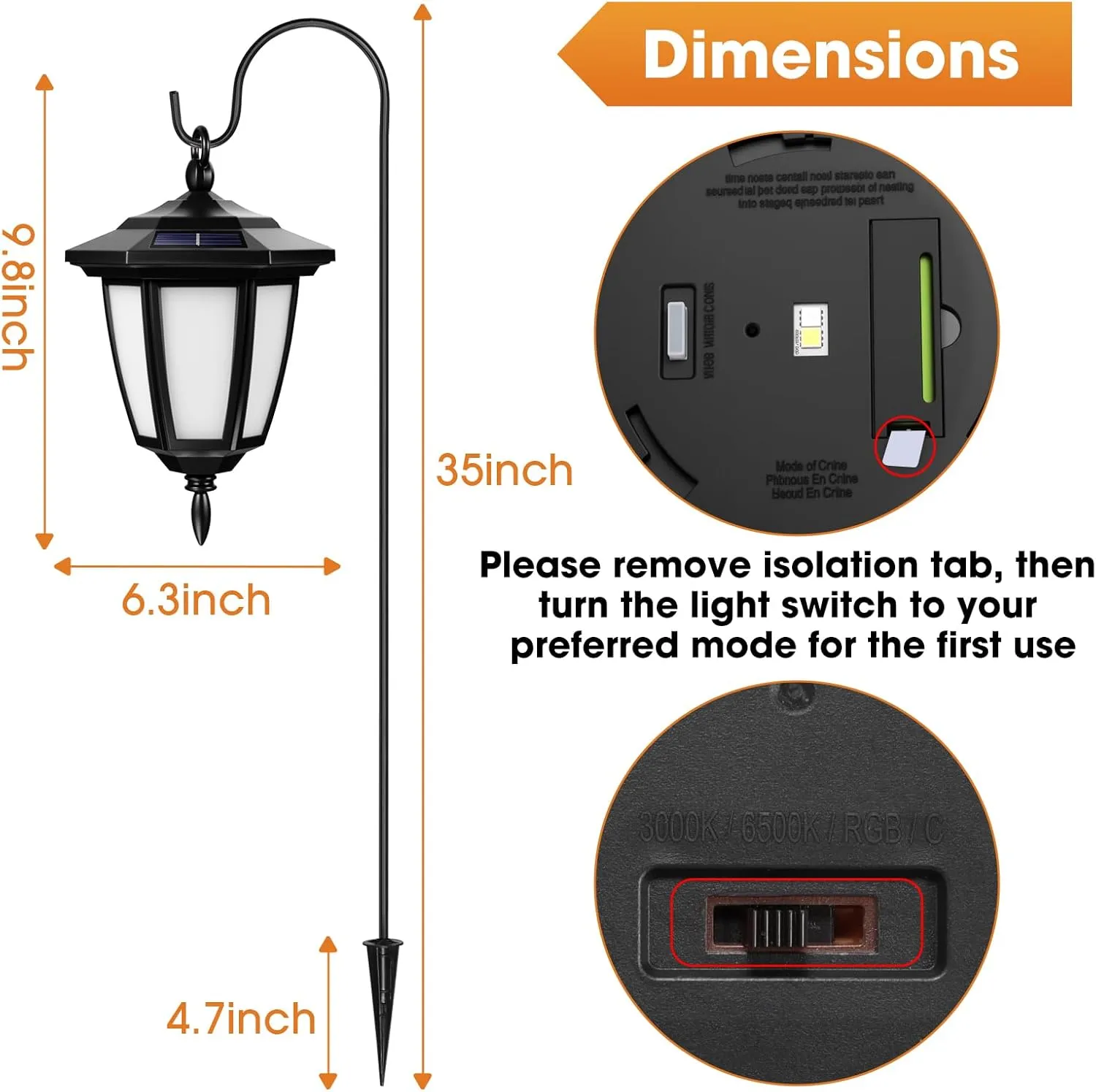 Viewsun 34 Inch Solar Hanging Lights, Shepherd Hook Lights with 2 Shepherd Hooks Waterproof Outdoor Decorative Solar Lantern Lights for Garden Decor, Patio, Backyard, Pathway, 4 Pack