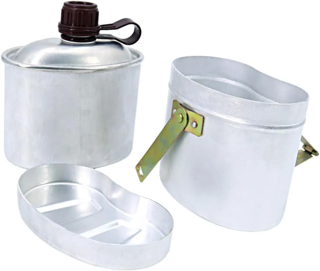 Vintage Canteen Lunch Box Aluminum Pot for Camping Sturdy and Portable