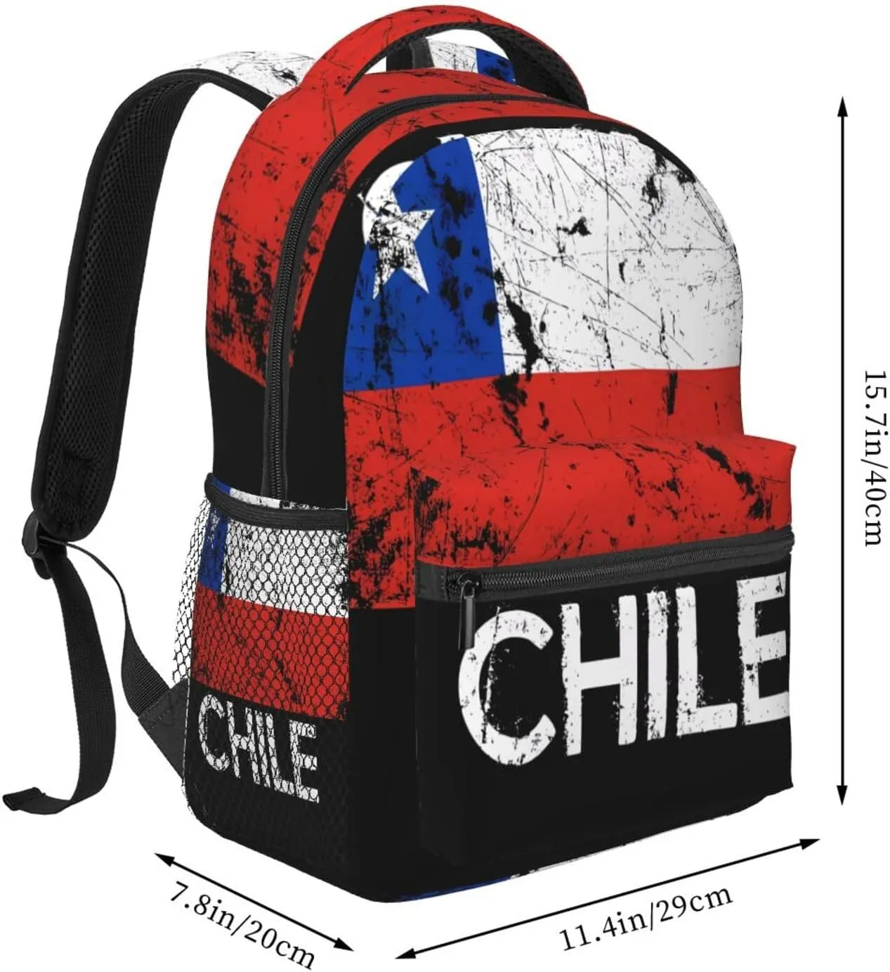 Vintage Chile Chilean Flag Backpack Casual Laptop Backpack Double Shoulder Bag Lightweight Backpack For Women Men Travel