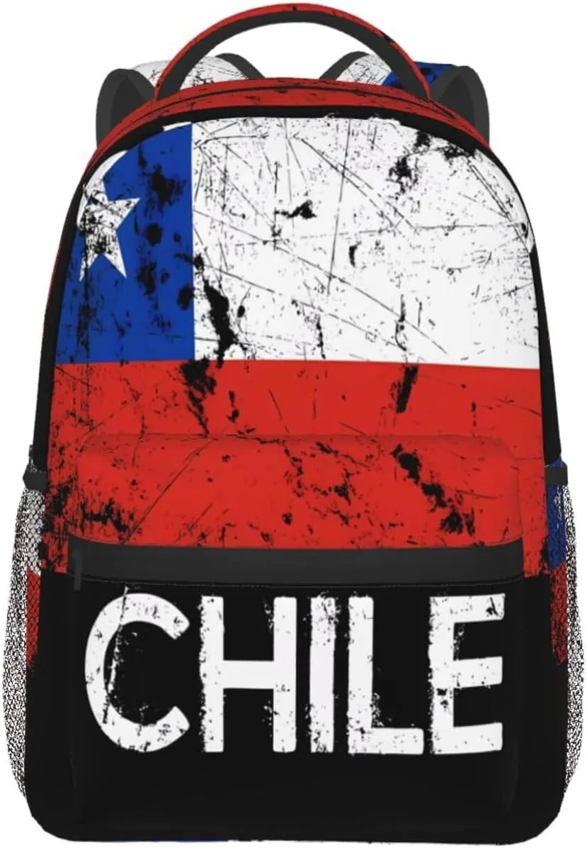 Vintage Chile Chilean Flag Backpack Casual Laptop Backpack Double Shoulder Bag Lightweight Backpack For Women Men Travel