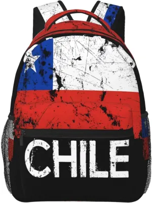 Vintage Chile Chilean Flag Backpack Casual Laptop Backpack Double Shoulder Bag Lightweight Backpack For Women Men Travel
