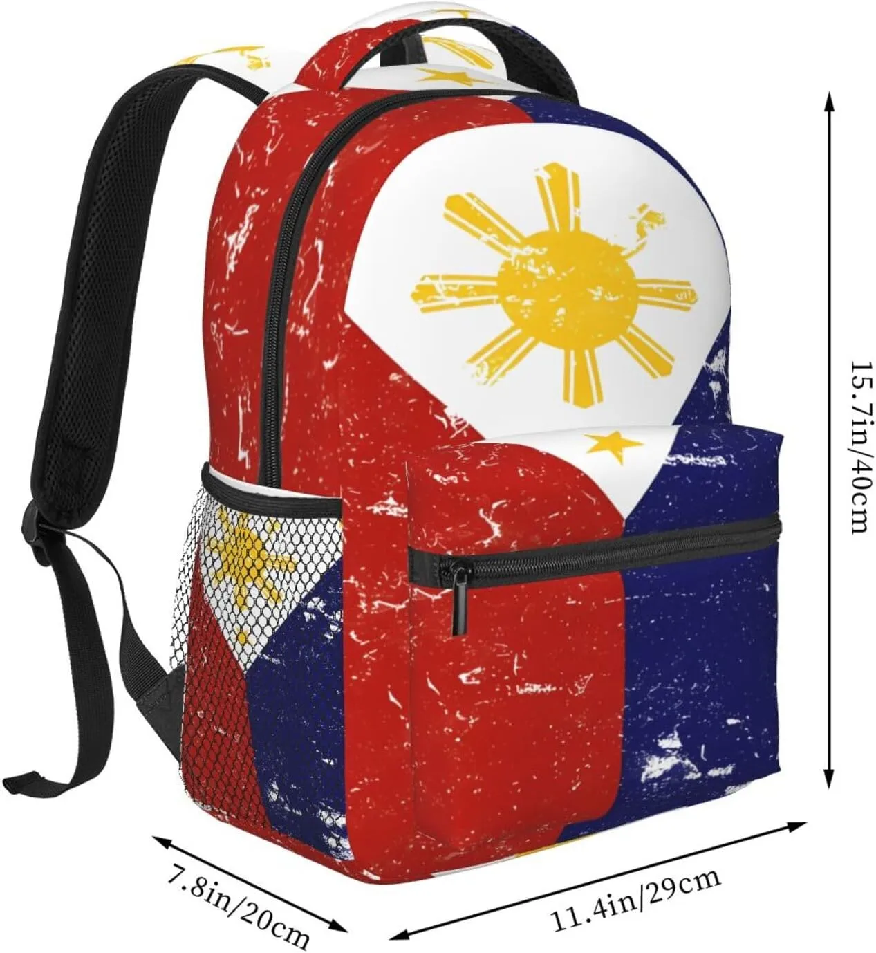 Vintage Filipino Philippines Flag Backpack Casual Laptop Backpack Double Shoulder Bag Lightweight Backpack For Women Men Travel