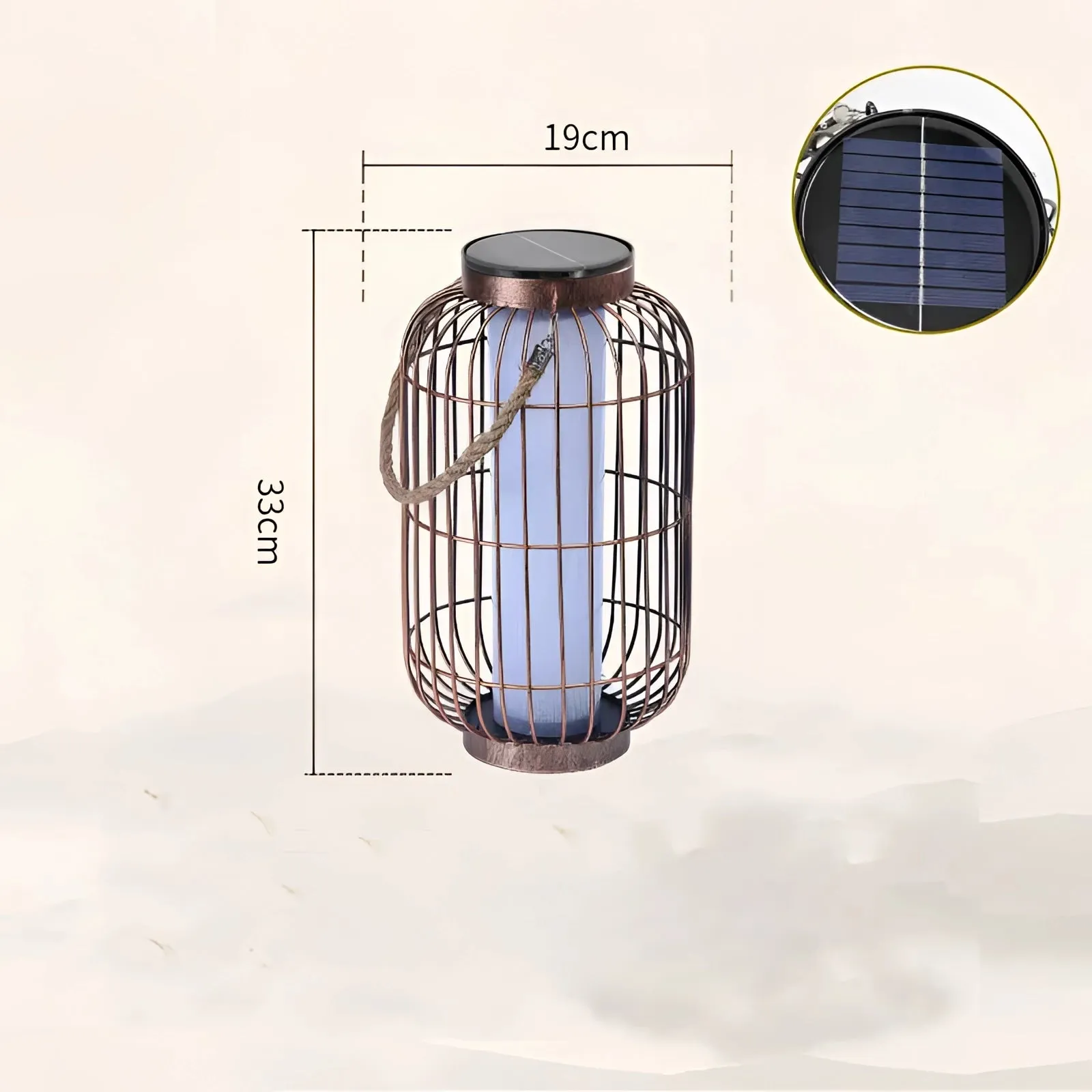 Vintage Industrial Table Lamp - Rustic Metal Lantern with Rope Handle