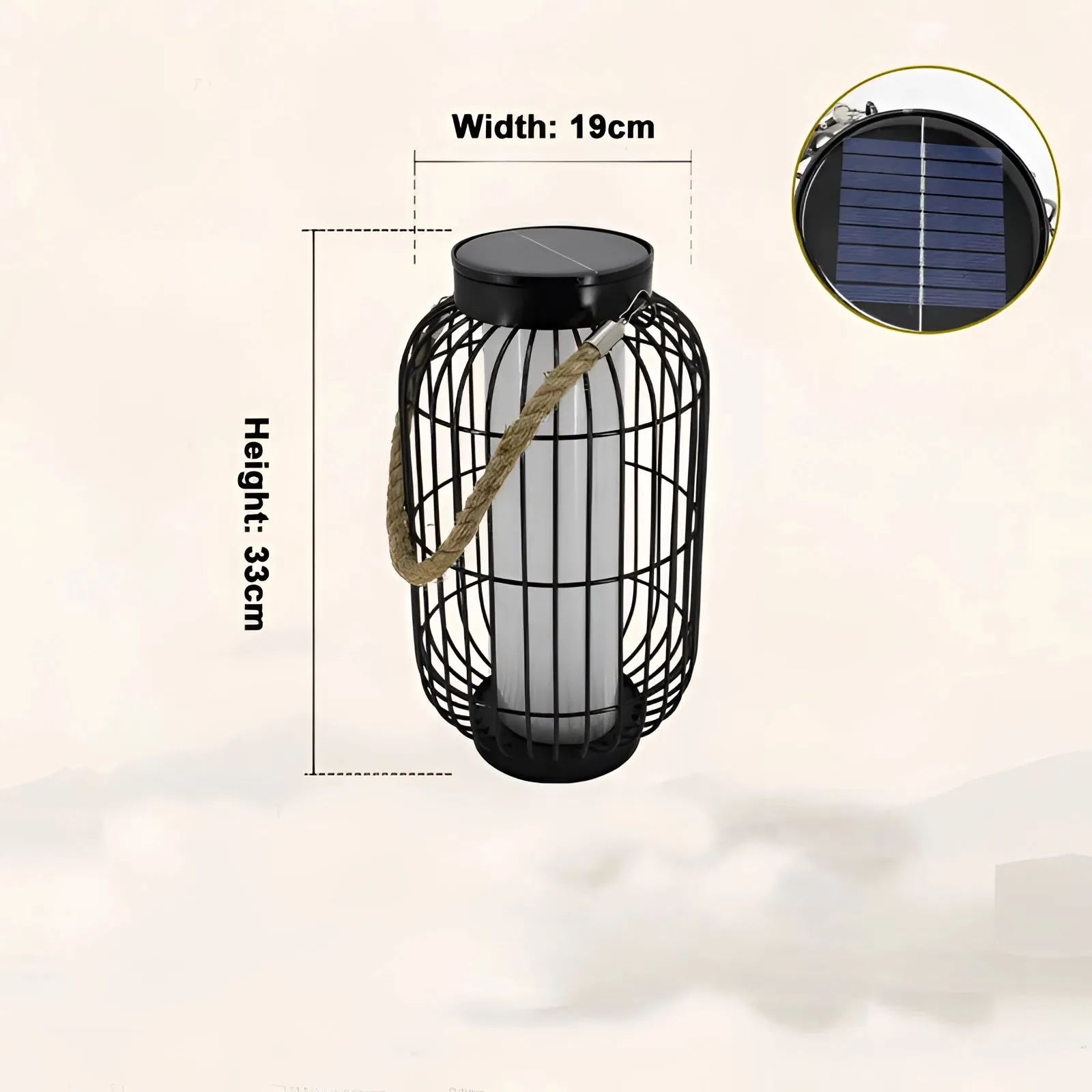 Vintage Industrial Table Lamp - Rustic Metal Lantern with Rope Handle