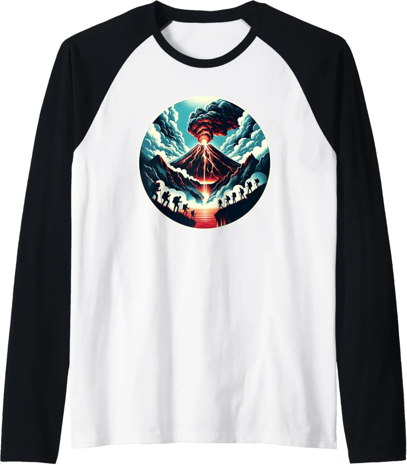 Volcano Hiking Volcano Trekking Raglan Baseball Tee
