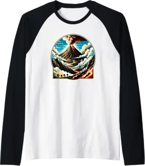 Volcano Hiking Volcano Trekking Raglan Baseball Tee