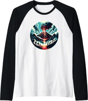 Volcano Hiking Volcano Trekking Raglan Baseball Tee