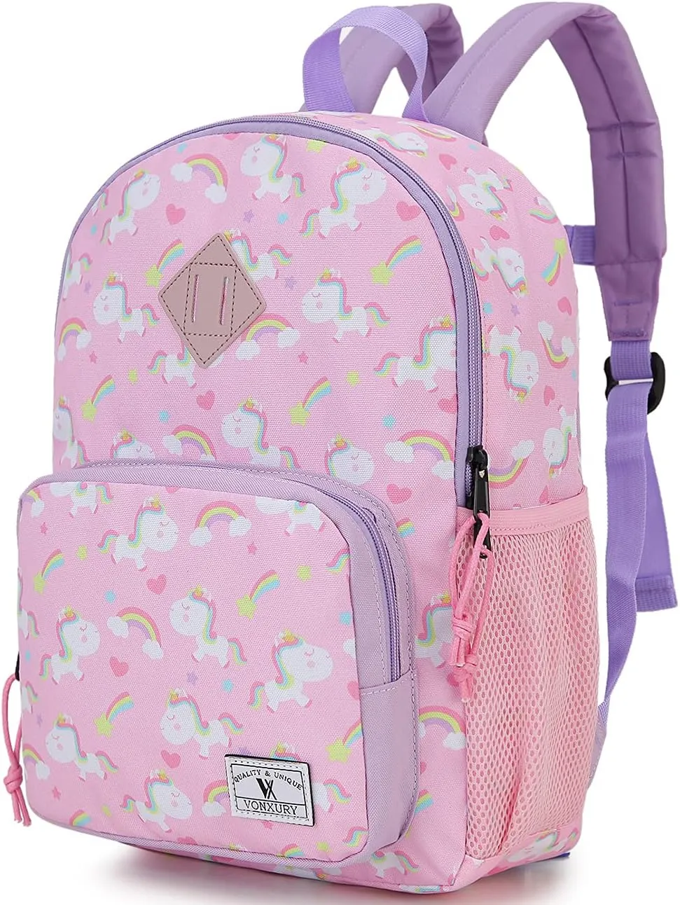 VX VONXURY Girls Backpack,Cute Preschool Toddler Schoolbag for Kids with Chest Strap Small(Pink Unicorn)