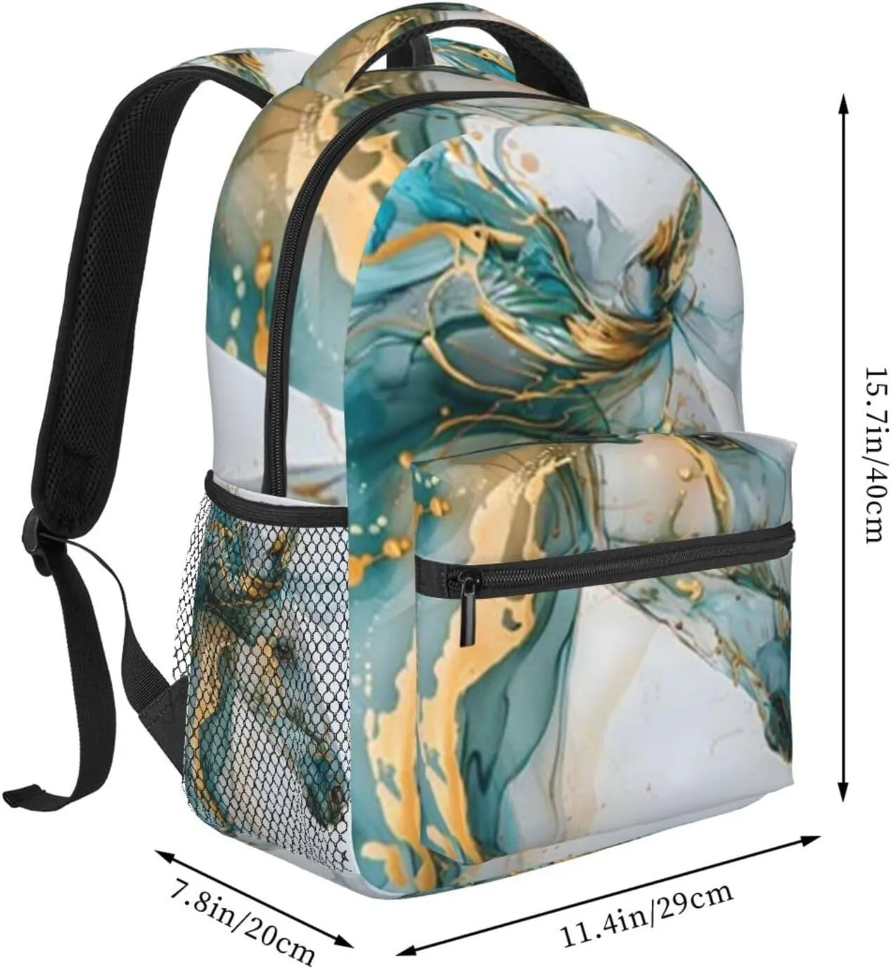 W-atercolor Horse Student Backpack With Adjustable Shoulder Straps And Cushioned Back For Comfort Black