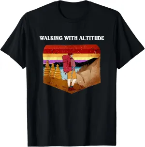 Walking with Altitude Camping Mountain Camper Summit Hiking T-Shirt
