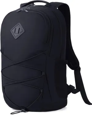 WANDF 15.6-Inch Laptop Backpack for Women Men Airline Approved Water Resistant Lightweight Travel Bag Casual Backpack for Weekender Business with Whistle Buckle & Elastic Strap (Black)