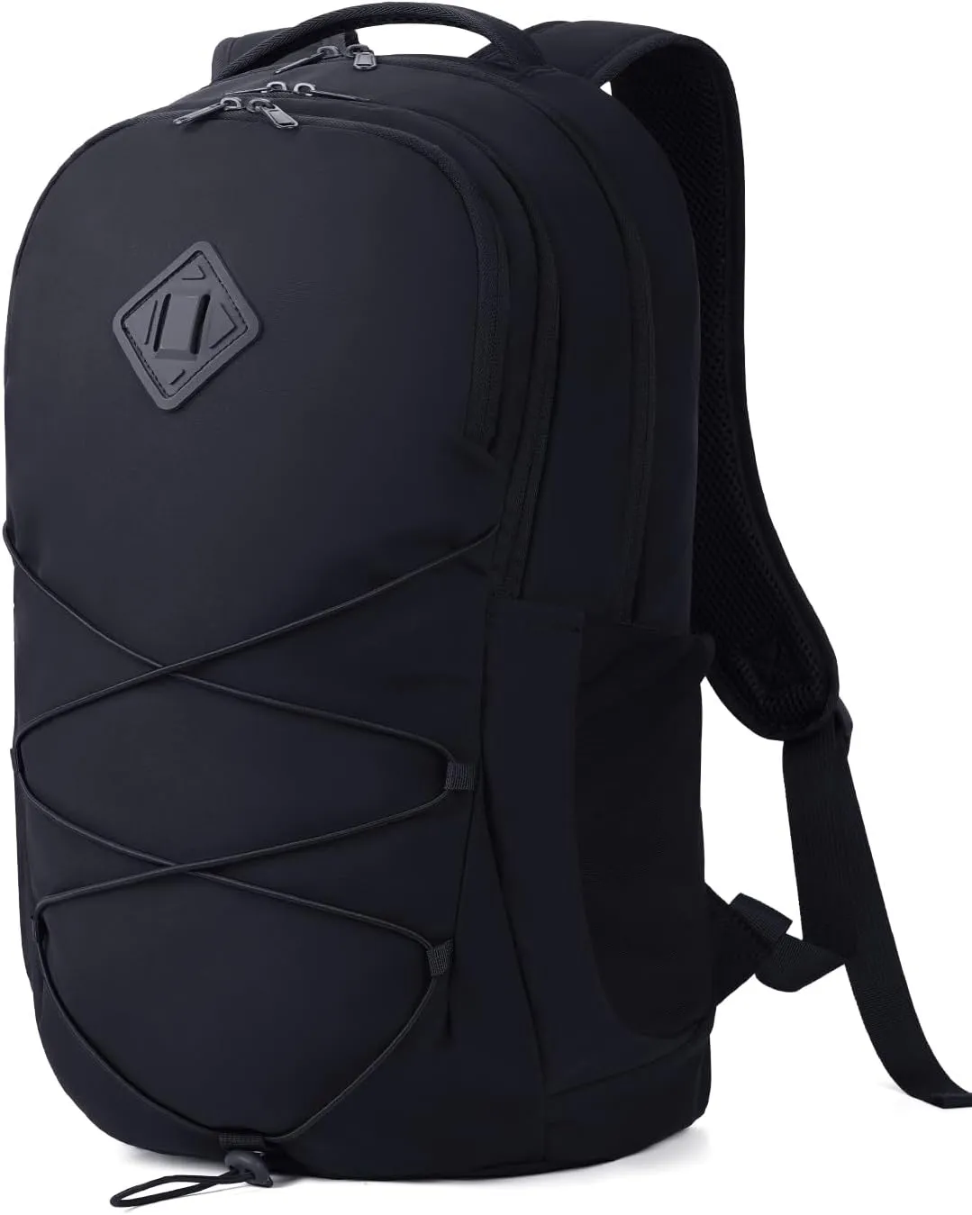 WANDF 15.6-Inch Laptop Backpack for Women Men Airline Approved Water Resistant Lightweight Travel Bag Casual Backpack for Weekender Business with Whistle Buckle & Elastic Strap (Black)