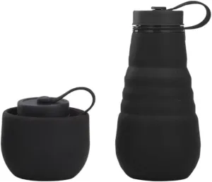 Water Bottle Silicone Folding Kettle High Temperature Resistant Outdoor Mountaineering Sports Kettle Travel Portable Cup(Black)