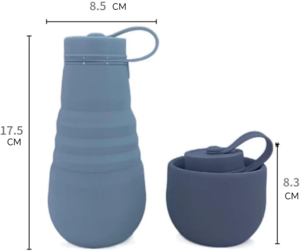 Water Bottle Silicone Folding Kettle High Temperature Resistant Outdoor Mountaineering Sports Kettle Travel Portable Cup(Black)