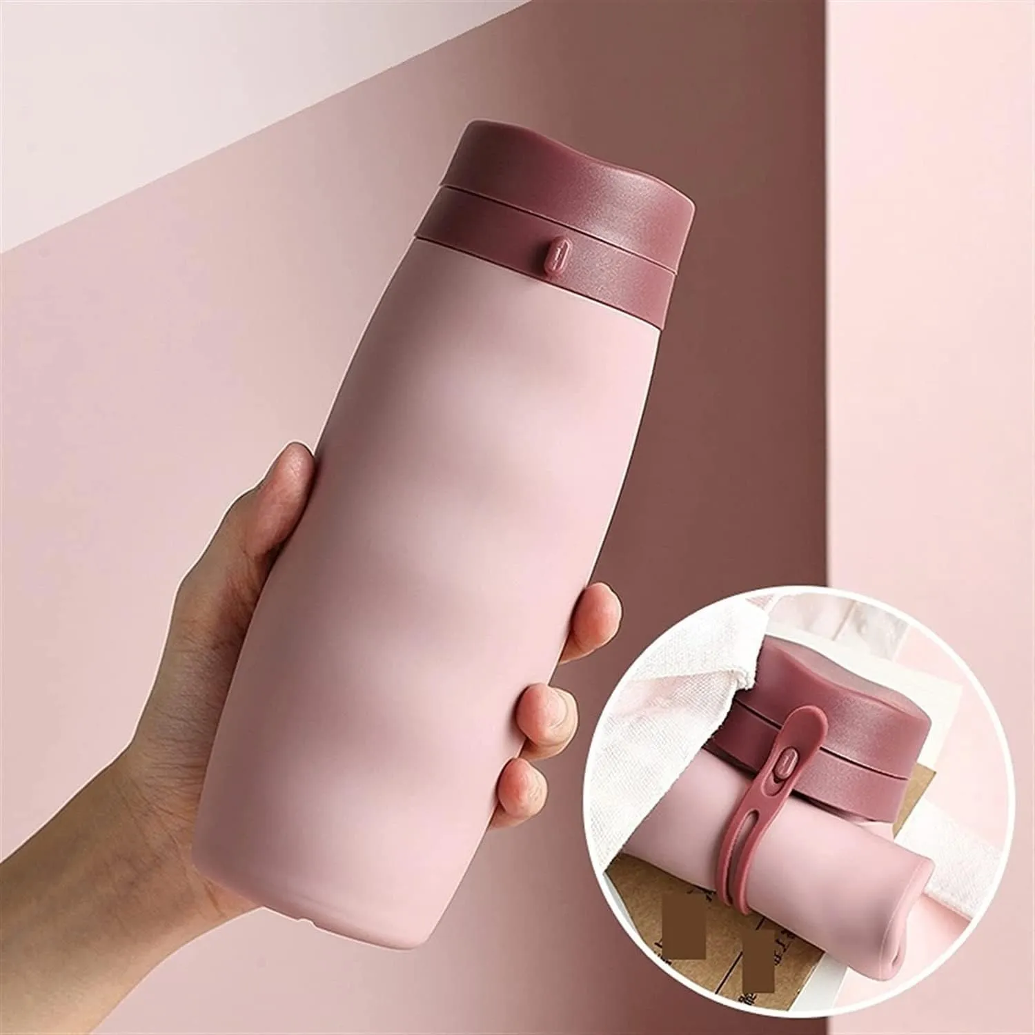 Water Bottle Silicone Water Bottle Cycling Sports Kettle Cup Outdoor Travel Folding Cup Portable Drinking Utensils(Gray)