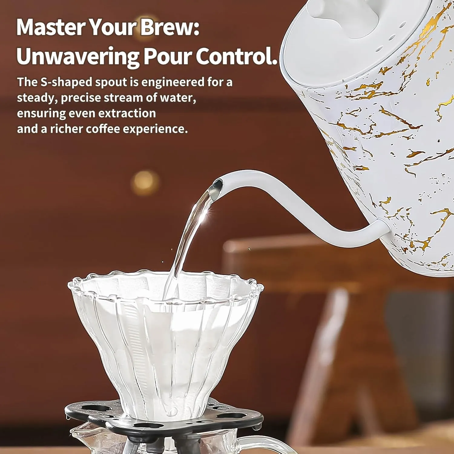 Water Kettle Electric Gooseneck Kettle with 50pcs Coffee Filter,±1℉ Temperature Control, Stainless Steel, Matte Material,Fast Heating, Ideal for Precise Pour-Over Coffee and Tea