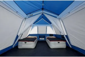 Water-Resistant 10-Person Cabin Tent with LED Lighted Poles & Extra Headroom | Fits 2 Queen-Size Airbeds Or 10 Campers in Sleeping Bags | Includes Removeable Rainfly   Carrying Bag
