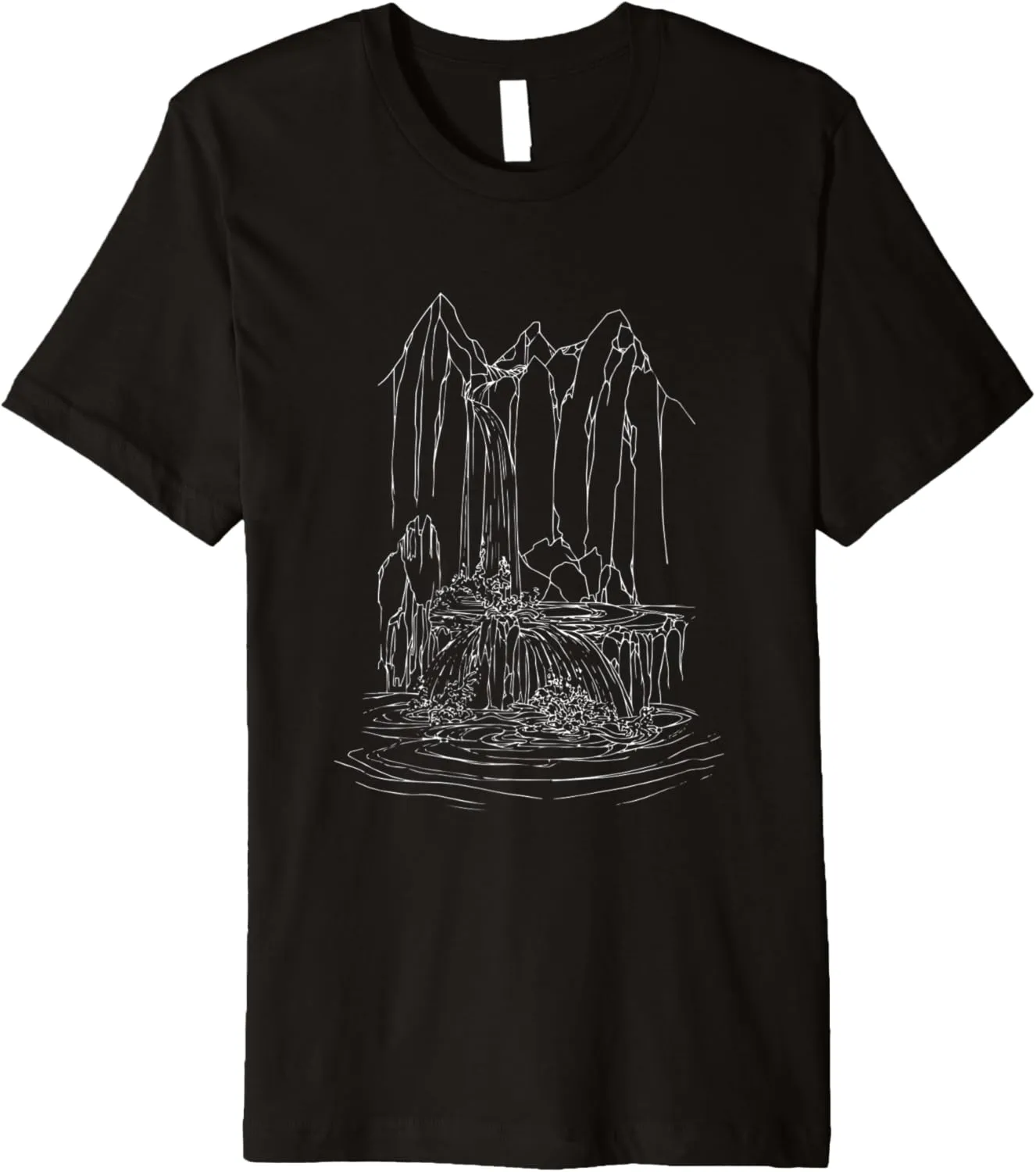 Waterfall Mountains Water Hiking Hike Hiker Nature Trekking Premium T-Shirt